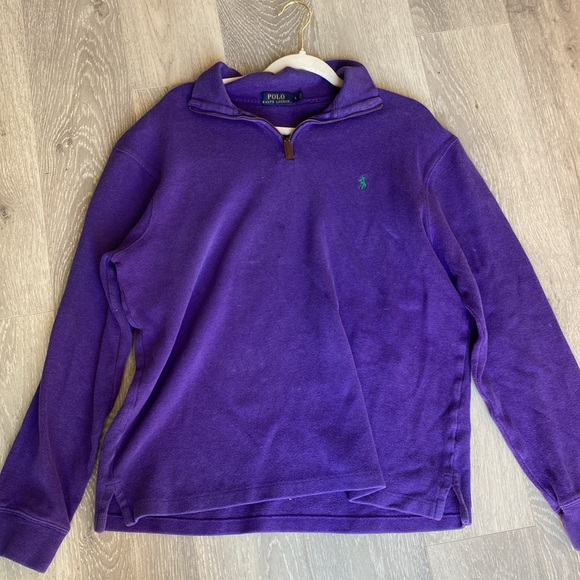 Mens Polo Ralph Lauren Blue Label Purple 1/4 Zip Sweater/Embroidered Logo L - Picture 3 of 10